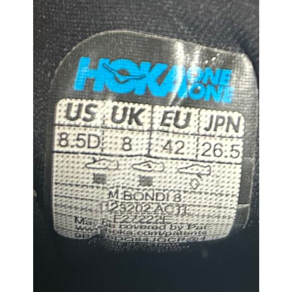 Hoka One One Bondi 8 Shoes Men 9.5 D Gray Black Red Running Sneakers Athletic - Picture 11 of 11